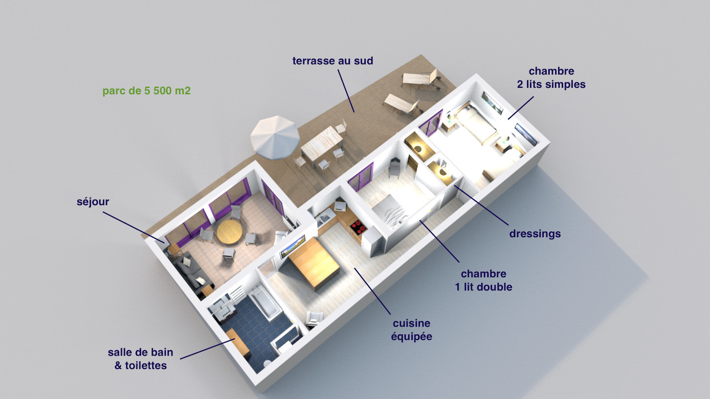 plan de l'appartement vue mer