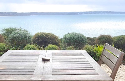 Photo - table on the terrace overlooking the bay of Lannion